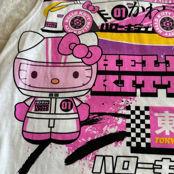 Hello Kitty White Crop Tank Top XL - Picture 5 of 6
